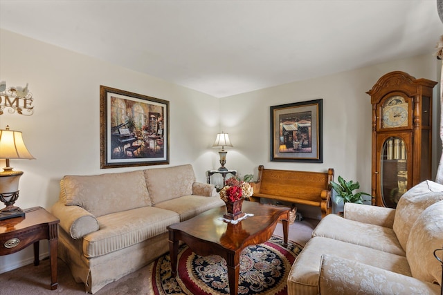 living room with carpet floors