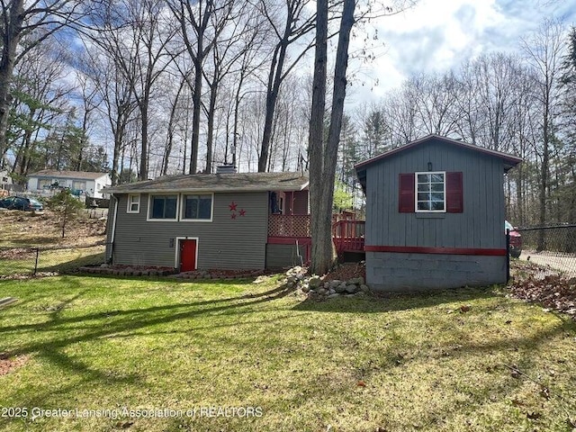 17669 Lake Dr, Barryton, MI 49305 - back of house featuring a deck