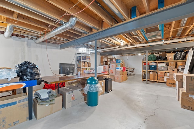 view of unfinished basement