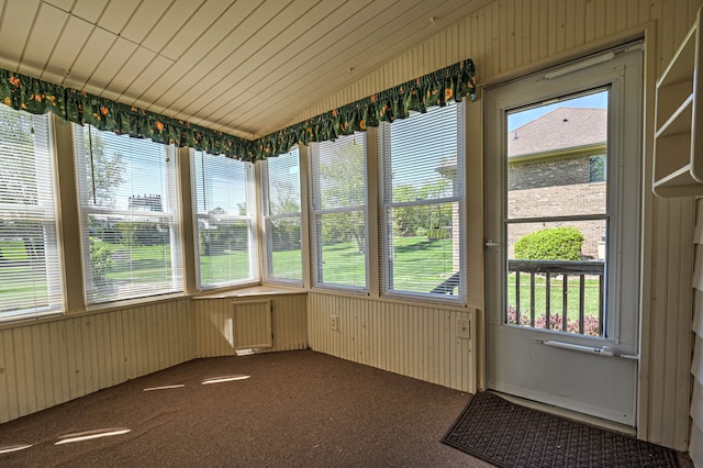 390 Red Oak Ln, Rochester Hills, MI 48307 - unfurnished sunroom with radiator heating unit and lofted ceiling