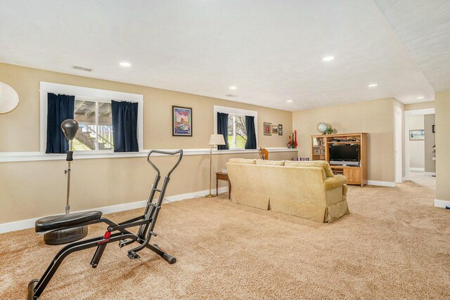 1332 Fluorite Ave, Zeeland, MI 49464 - workout room featuring recessed lighting, visible vents, carpet flooring, and baseboards
