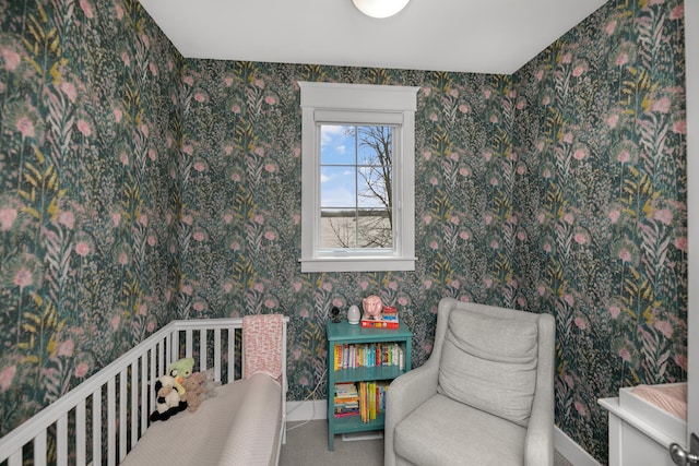 46815 Elizabeth Ln, Decatur, MI 49045 - bedroom featuring carpet flooring and wallpapered walls