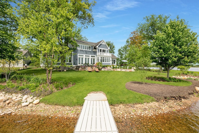 46815 Elizabeth Ln, Decatur, MI 49045 - rear view of property with a lawn and a patio area