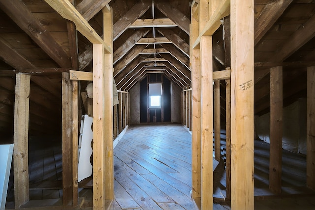 view of unfinished attic