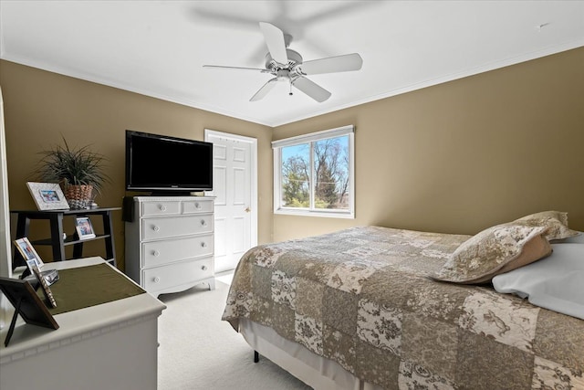 4435 Driftwood Dr, Commerce Twp, MI 48382 - carpeted bedroom with crown molding and a ceiling fan