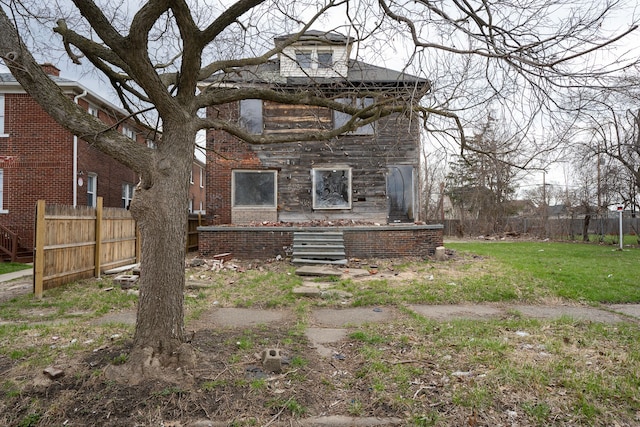 back of property featuring fence