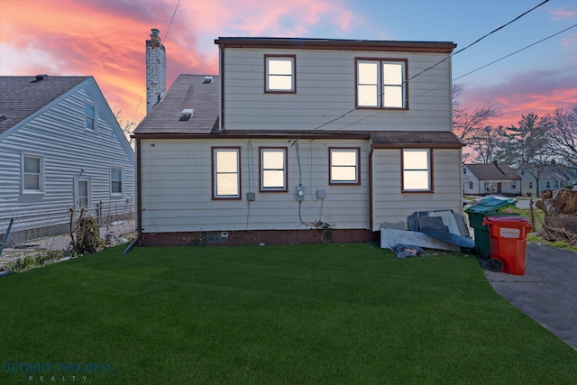 14725 Agnes Ave, Eastpointe, MI 48021 - back of property with a chimney, fence, and a yard