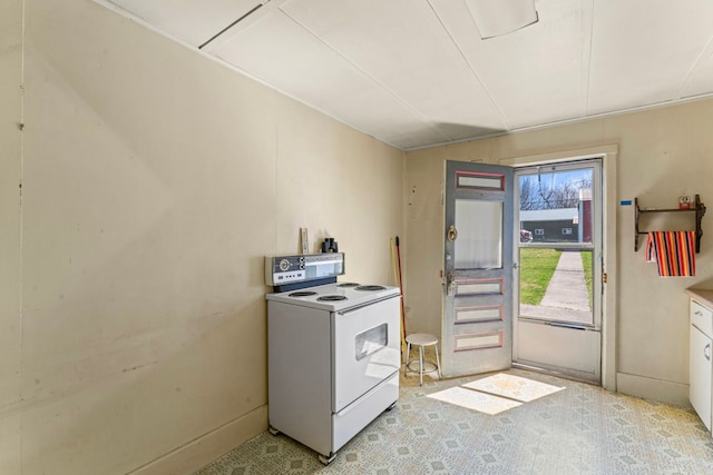 3931 S Shore Dr, Lapeer, MI 48446 - interior space featuring white range with electric cooktop
