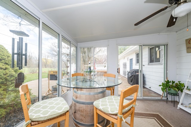1601 Barbara Ann Dr, Stevensville, MI 49127 - sunroom featuring outdoor dining space and a ceiling fan