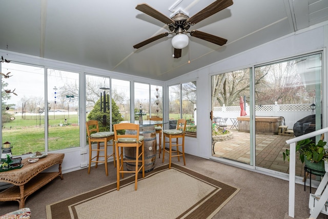 1601 Barbara Ann Dr, Stevensville, MI 49127 - sunroom with a hot tub and ceiling fan