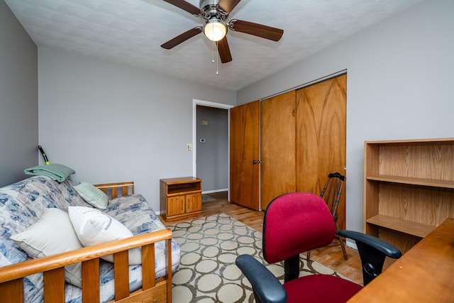 1601 Barbara Ann Dr, Stevensville, MI 49127 - home office with light wood-style flooring, baseboards, and ceiling fan