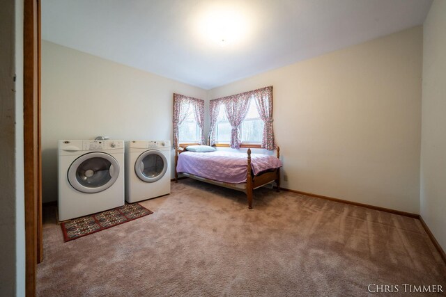 15230 Van Buren St Unit B, Holland, MI 49424 - laundry room featuring washing machine and dryer, baseboards, and carpet