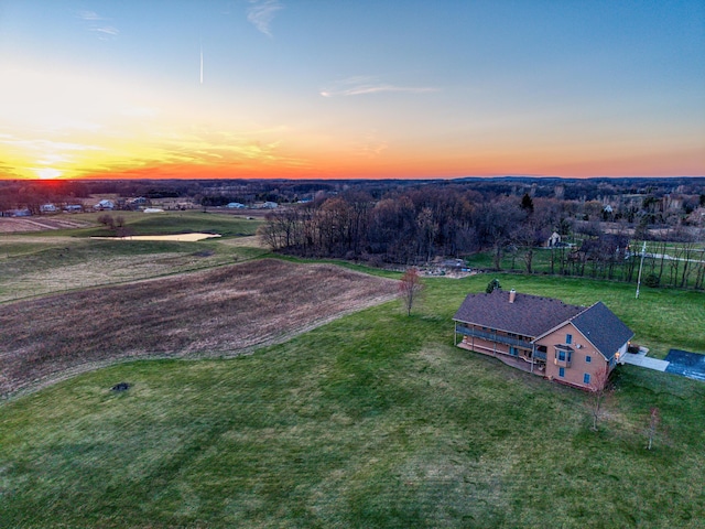 aerial view with a rural view
