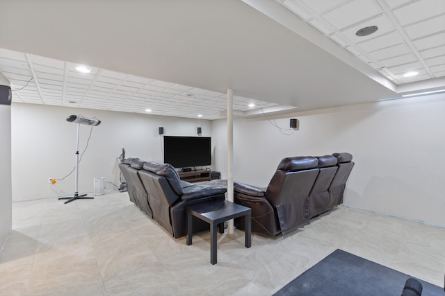 living area featuring recessed lighting