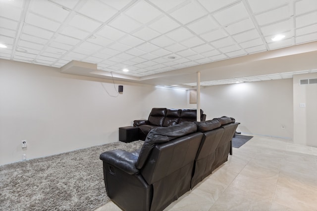 living room featuring visible vents and recessed lighting