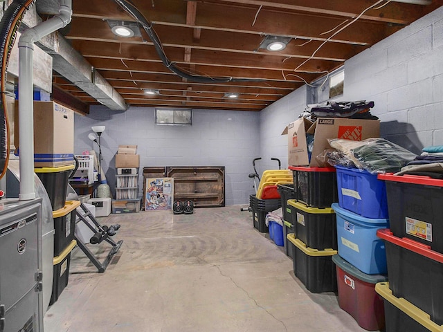 unfinished below grade area with concrete block wall