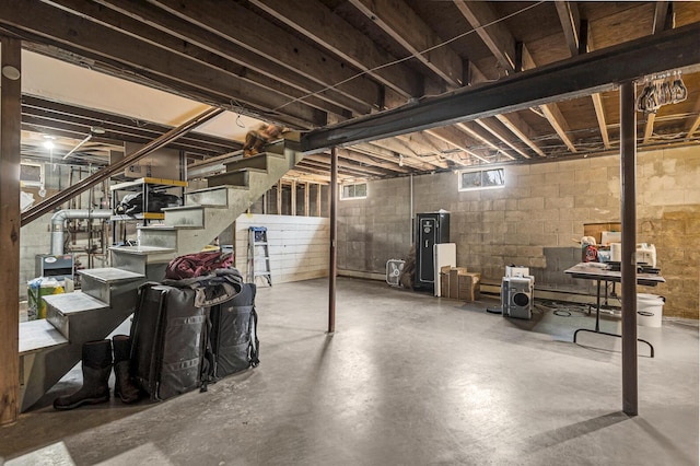 below grade area featuring stairway