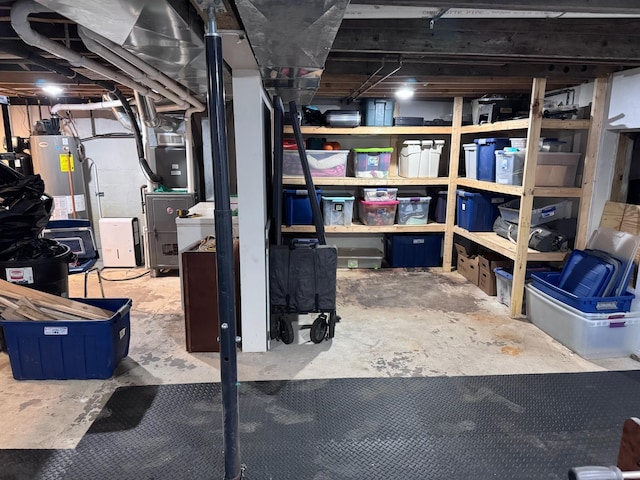 storage featuring gas water heater