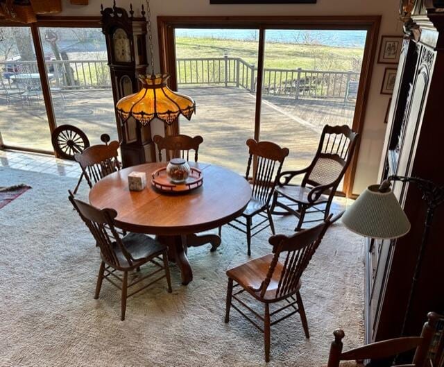 dining room featuring carpet floors and a healthy amount of sunlight