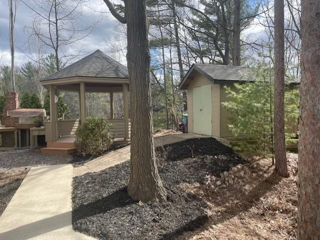 view of shed with a gazebo