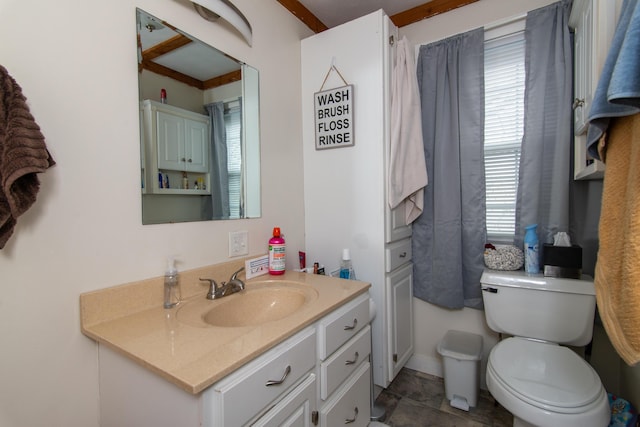 bathroom with toilet and vanity