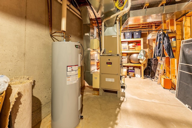 utilities with water heater and heating unit