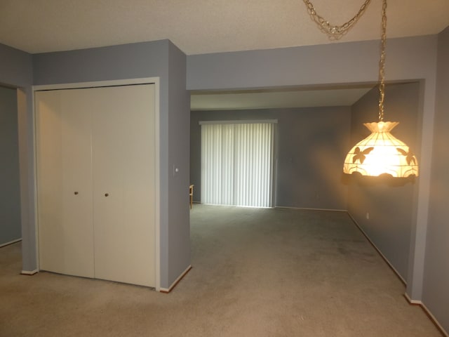 interior space with baseboards, carpet, and a closet