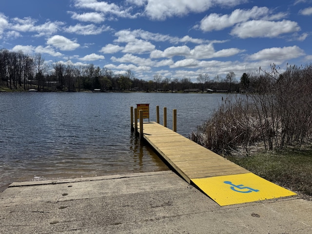 dock area featuring a water view