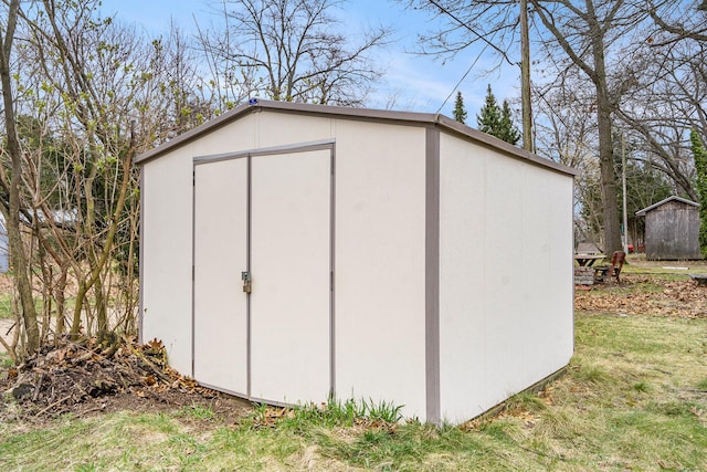 view of shed