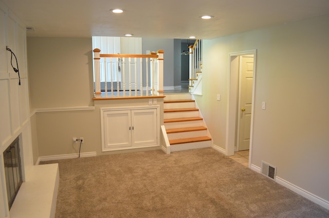 3629 Frederick Dr, Ann Arbor, MI 48105 - staircase featuring recessed lighting and carpet floors