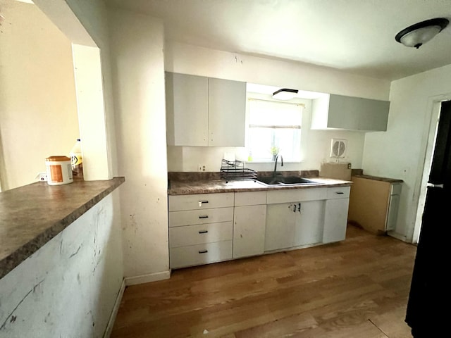 kitchen featuring a sink and light wood-type flooring