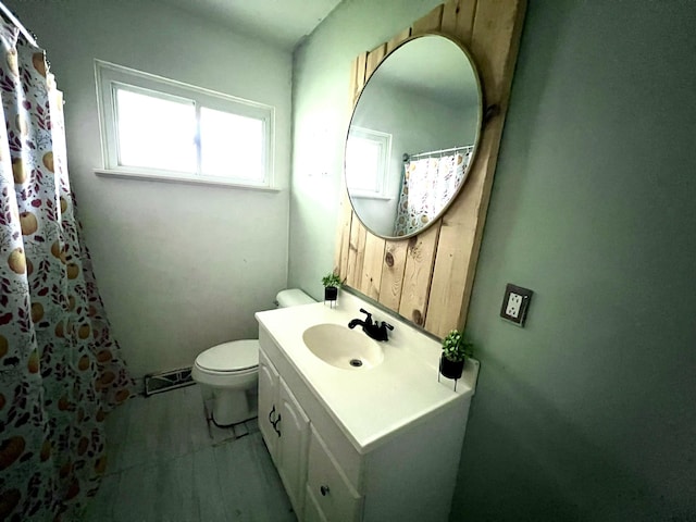 full bathroom with toilet and vanity