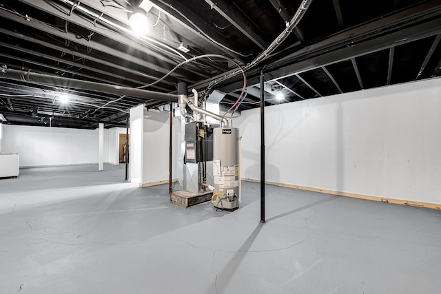 basement with gas water heater