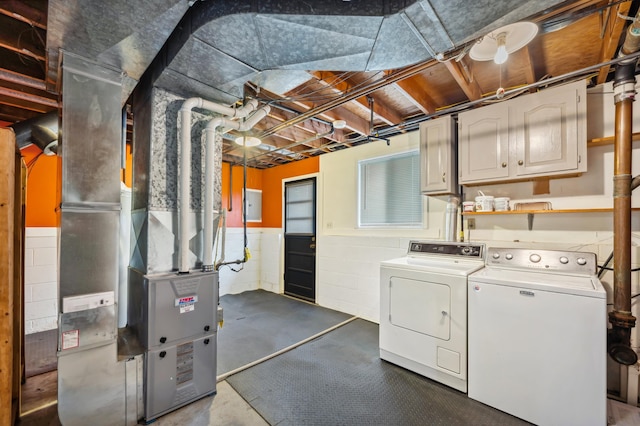 1843 N Sierra Way, Stevensville, MI 49127 - unfinished basement featuring electric panel, concrete block wall, heating unit, and independent washer and dryer