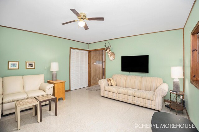 3390 E Baseline Rd, White Cloud, MI 49349 - living area with baseboards and ceiling fan