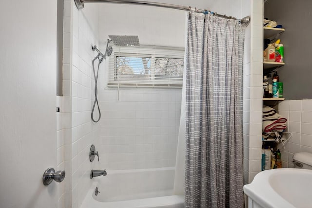 full bathroom featuring shower / bath combo