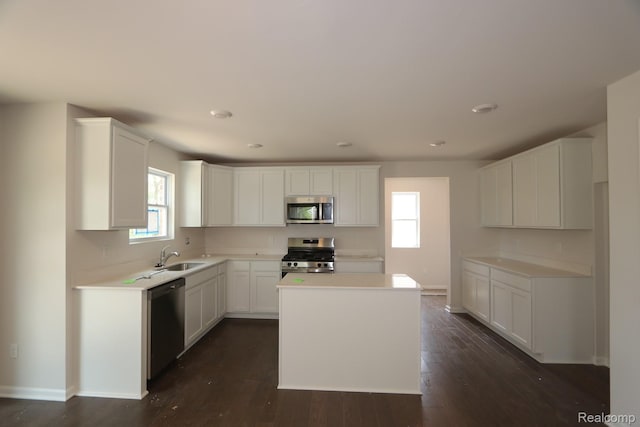14331 Old Oak Trl, Van Buren, MI 48111 - kitchen with appliances with stainless steel finishes, plenty of natural light, light countertops, and dark wood-style floors