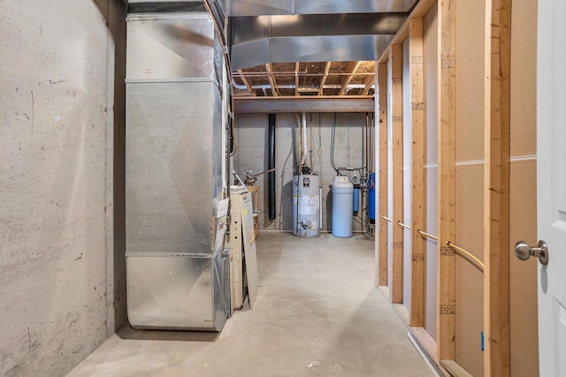unfinished below grade area with gas water heater