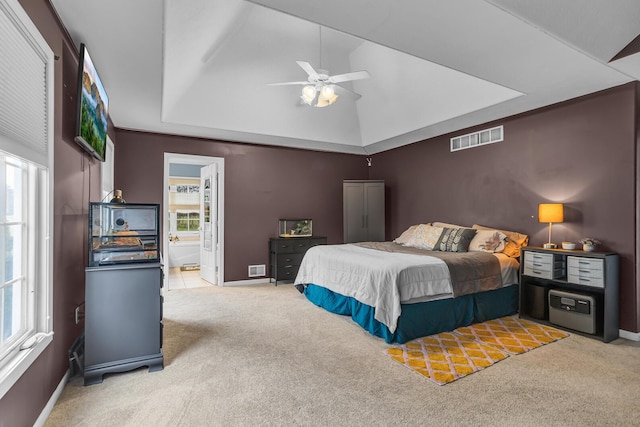 bedroom featuring baseboards, visible vents, and carpet floors