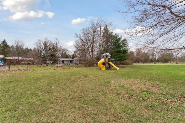 view of yard featuring a playground