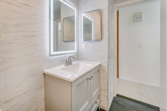 2919 Roundtree Dr, Troy, MI 48083 - bathroom with tile walls and vanity