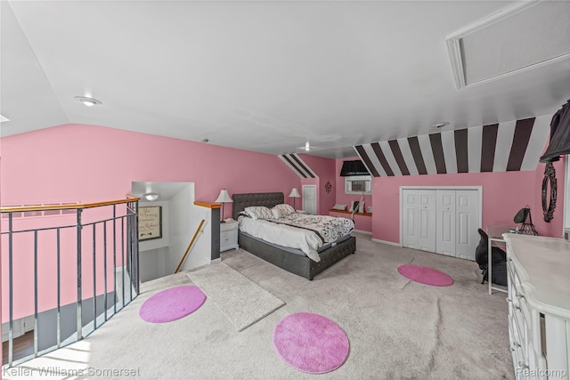 21700 W 13 Mile Rd, Beverly Hills, MI 48025 - carpeted bedroom with vaulted ceiling and baseboards