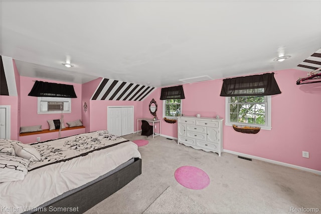 21700 W 13 Mile Rd, Beverly Hills, MI 48025 - bedroom featuring lofted ceiling, carpet, baseboards, and cooling unit