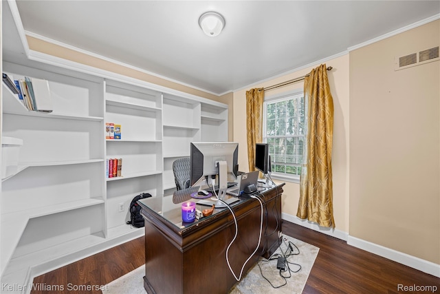 21700 W 13 Mile Rd, Beverly Hills, MI 48025 - office space with ornamental molding, dark wood-type flooring, and baseboards