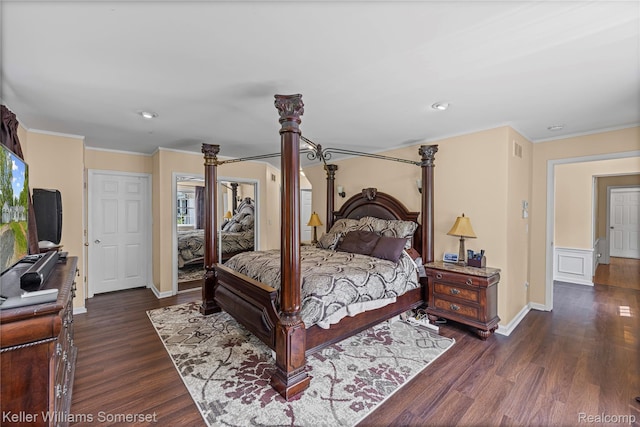 21700 W 13 Mile Rd, Beverly Hills, MI 48025 - bedroom with ornamental molding, wood finished floors, baseboards, recessed lighting, and ornate columns
