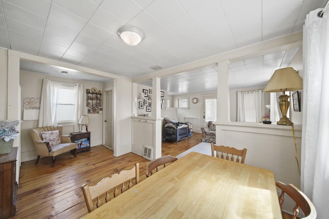 124 Broad St, Brooklyn, MI 49230 - dining area with hardwood / wood-style floors and visible vents