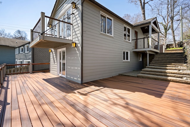 wooden terrace with stairs
