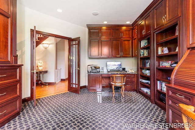 3550 64th Ave, Zeeland, MI 49464 - office with dark carpet, built in desk, and recessed lighting