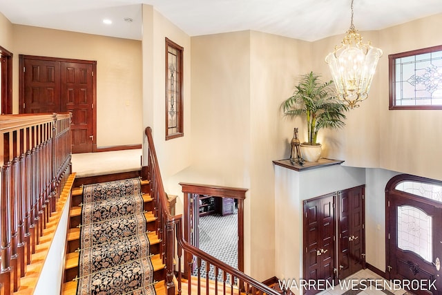 3550 64th Ave, Zeeland, MI 49464 - entrance foyer featuring a chandelier and recessed lighting