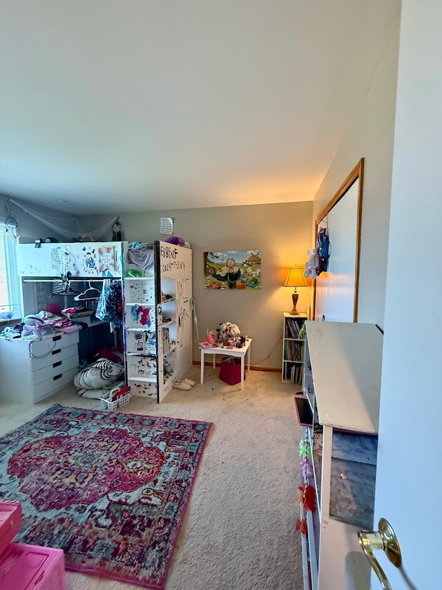 bedroom with carpet